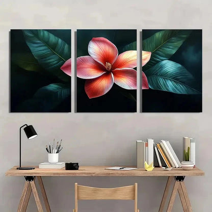 3pcs Pink Plumeria Flower Nature Perfect Wall Art Set Canvas Framed 50x70cm - High Quality Print 100% Australian Made Wall Canvas Ready to Hang