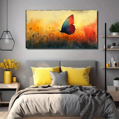 Vibrant Butterfly Suitable Wall Art Canvas Office Home Room Framed 120x60cm