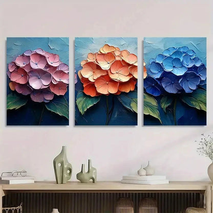 3pcs Orange & Purple Flowers Vibrant Perfect Wall Art Set Canvas Framed 40x60cm - High Quality Print 100% Australian Made Wall Canvas Ready to Hang - Bella Home Decor