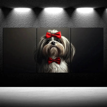 3pcs A Dog Wearing Bow Tie Animal Themed Metal Print Ready to Hang Art - Bella Home Decor