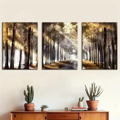 3pcs Featuring Autumn Scenery And Falling Leaves Perfect Wall Art Canvas Unframed – High Quality Print 100% Australian Made Wall Canvas