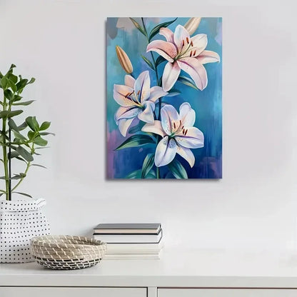 Beautiful Vibrant Lily Colorful Painting 40x60cm Metal Print Ready to Hang - Bella Home Decor