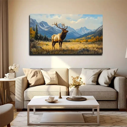 Elk On Yhe Grassland Deco Wall Art Canvas Office Home Room Framed 120x60cm