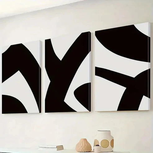 3pcs Black and White Decorative Wall Art Set Canvas Unframed - High Quality Print 100% Australian Made Wall Canvas - Bella Home Decor