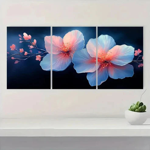 3pcs Rain Kissed Flower Petals Haze LP  Wall Art Set Canvas Unframed - High Quality Print 100% Australian Made Wall Canvas - Bella Home Decor