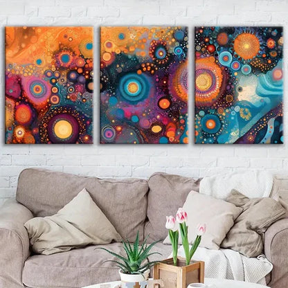 3pcs Bohemian Style Gold Blue & White Rose Red Wall Art Set Canvas Unframed - High Quality Print 100% Australian Made Wall Canvas - Bella Home Decor