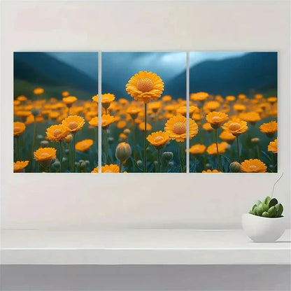 3pcs Billy Button Flower OK Wall Art Canvas Unframed - High Quality Print 100% Australian Made Wall Canvas - Bella Home Decor