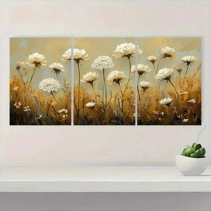 3pcs Painting Wildflower Art  Wall Art Set Canvas Unframed – High Quality Print 100% Australian Made Wall Canvas - Bella Home Decor
