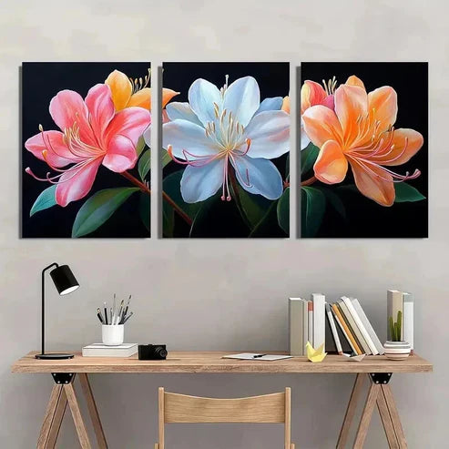 3pcs Honeysuckle Flower Colorful Nature  Wall Art Set Canvas Unframed - High Quality Print 100% Australian Made Wall Canvas