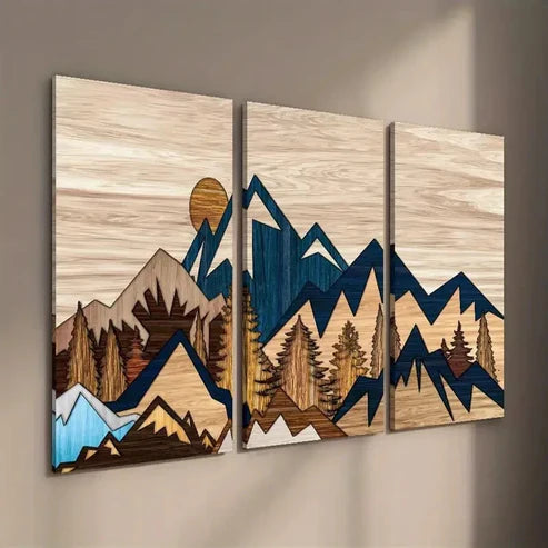 3pcs Sun Mountain and Forest Wall Art Set Canvas Unframed - High Quality Print 100% Australian Made Wall Canvas