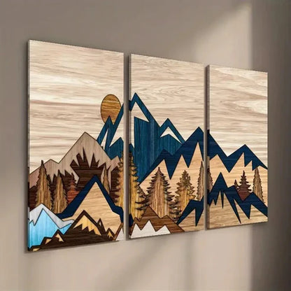 3pcs Sun Mountain and Forest Wall Art Set Canvas Unframed - High Quality Print 100% Australian Made Wall Canvas