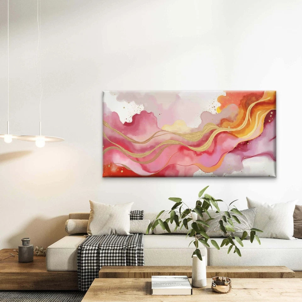 Abstract Watercolor Swirls Wall Art Canvas Office Home Room Framed 120x60cm - Bella Home Decor