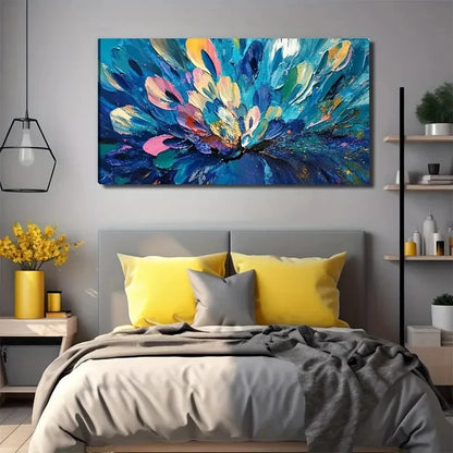 Abstract Peacock Feather Wall Art Canvas Office Home Room Framed 120x60cm
