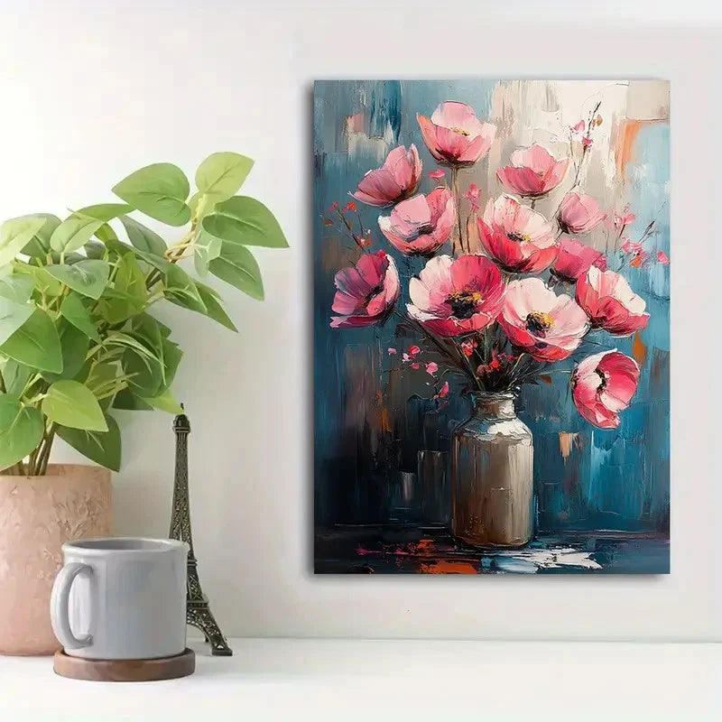 Beautiful Blue & Orange Abstract Background Painting 40x60cm Metal Print Ready to Hang