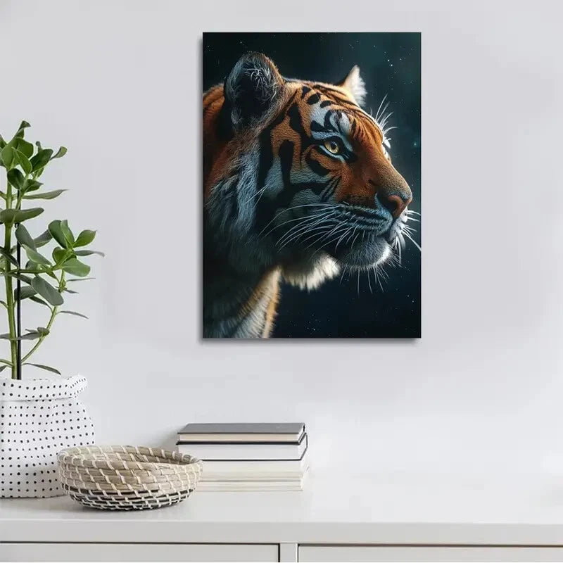 Beautiful Charming Tiger Suitable Painting 40x60cm Metal Print Ready to Hang - Bella Home Decor