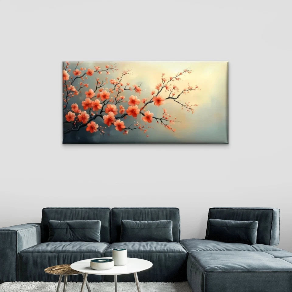 Flower Branche Abstract Perfect Wall Art Canvas Office Home Room Framed 120x60cm