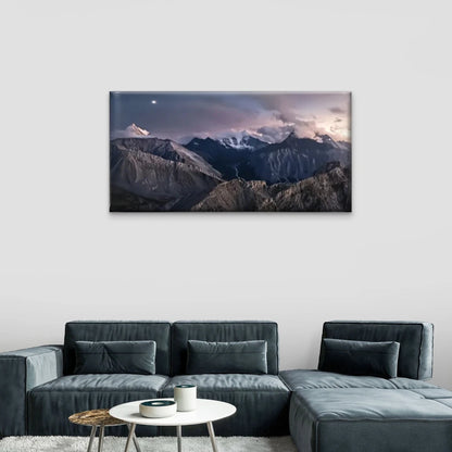 Mountain View Sunset Dark Sky Wall Art Canvas Office Home Room Framed 120x60cm