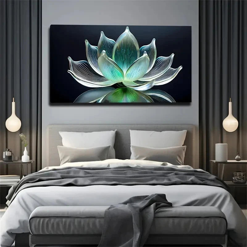 Transparent For Lotus Wall Art Canvas Office Home Room Framed 120x60cm