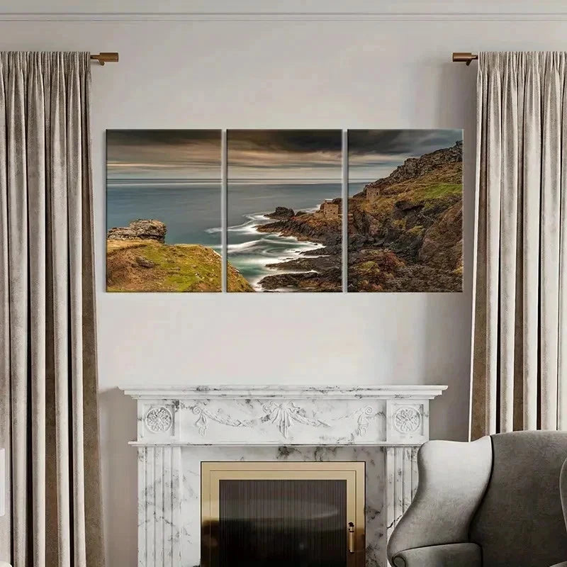 3pcs Island Coastline Seaside Sea  Wall Art Set Canvas Framed 60x90cm - High Quality Print 100% Australian Made Wall Canvas Ready to Hang