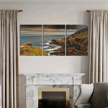 3pcs Island Coastline Seaside Sea  Wall Art Set Canvas Framed 60x90cm - High Quality Print 100% Australian Made Wall Canvas Ready to Hang