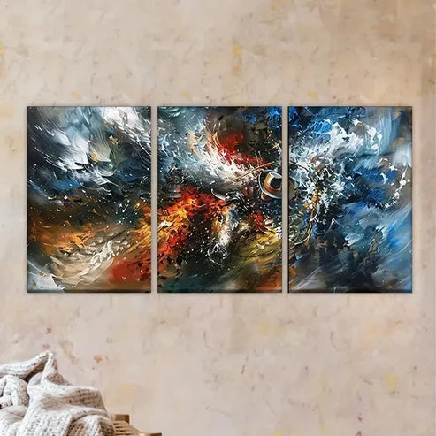3pcs Black and White Abstract Painting Wall Art Set Canvas Unframed - High Quality Print 100% Australian Made Wall Canvas - Bella Home Decor