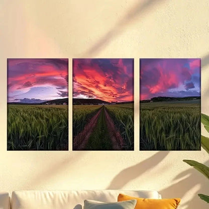3pcs  Colorful abstract stunning sunset  Wall Art Set Canvas Framed 60x90cm - High Quality Print 100% Australian Made Wall Canvas Ready to Hang - Bella Home Decor