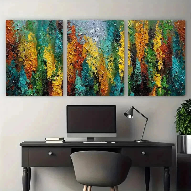 3pcs Abstract Scenery Textured Forest Perfect Wall Art Set Canvas Framed 50x70cm - High Quality Print 100% Australian Made Wall Canvas Ready to Hang. - Bella Home Decor