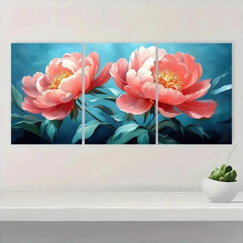 3pcs Vibrant Floral Nature-Inspired TU   Wall Art Set Canvas Framed 50x70cm - High Quality Print 100% Australian Made Wall Canvas Ready to Hang - Bella Home Decor