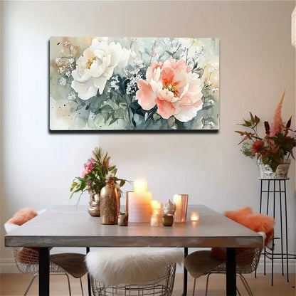 Pink Blooming Peony Flowers Wall Art Canvas Office Home Room Framed 120x60cm