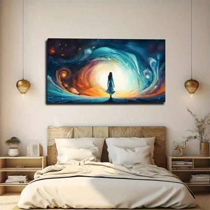 Cosmic Galaxy Stars Vibrant Wall Art Canvas Office Home Room Framed 120x60cm