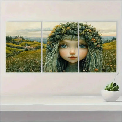 3pcs Topiary Girl D    Wall Art Set Canvas Framed 60x90cm - High Quality Print 100% Australian Made Wall Canvas Ready to Hang