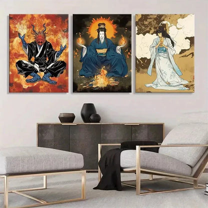 3pcs Japanese Samurai & Mystic Geisha Perfect Art Set Canvas Unframed - High Quality Print 100% Australian Made Wall Canvas