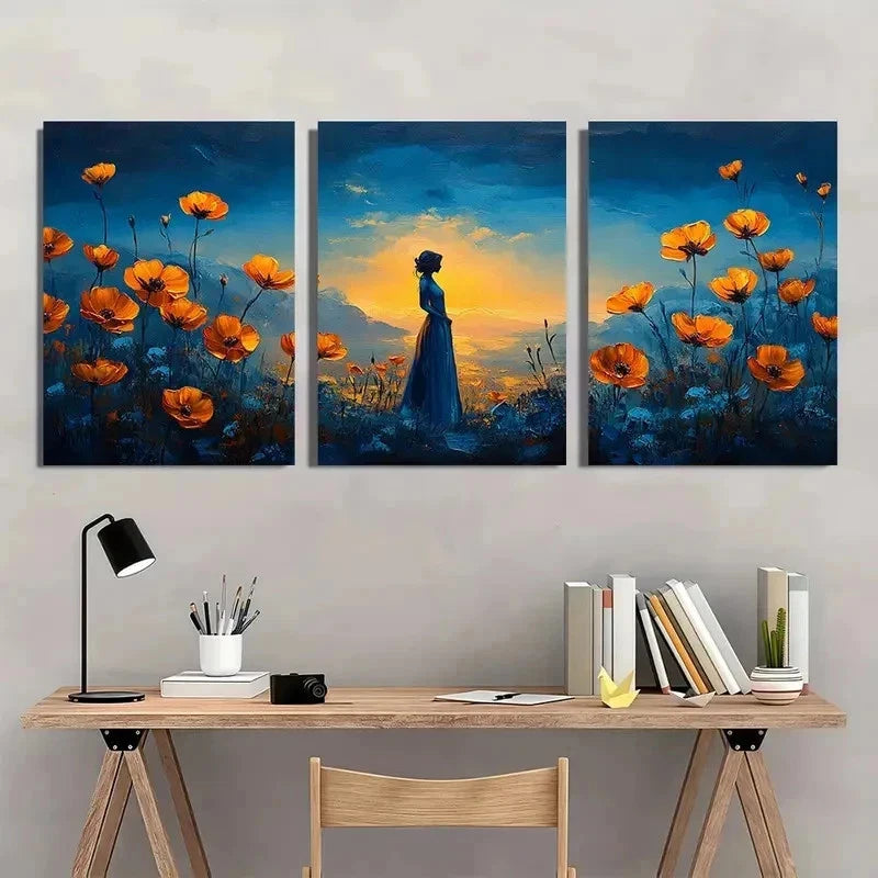 3pcs Serene Woman Silhouette Abstract Perfect Wall Art Set Canvas Framed 50x70cm - High Quality Print 100% Australian Made Wall Canvas Ready to Hang - Bella Home Decor