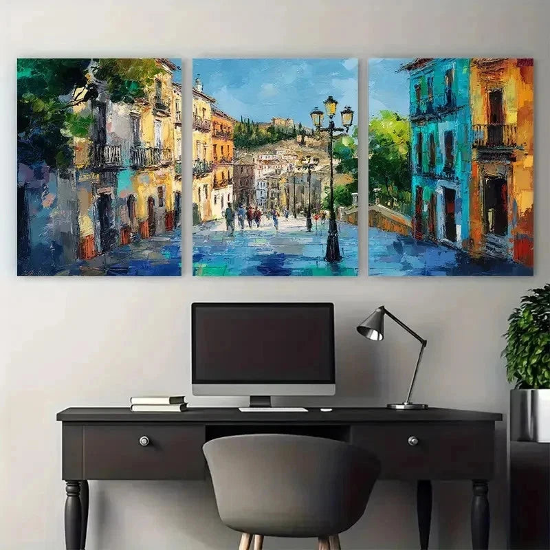 3pcs Nature Vivid Scene Street Perfect Wall Art Set Canvas Framed 50x70cm - High Quality Print 100% Australian Made Wall Canvas Ready to Hang