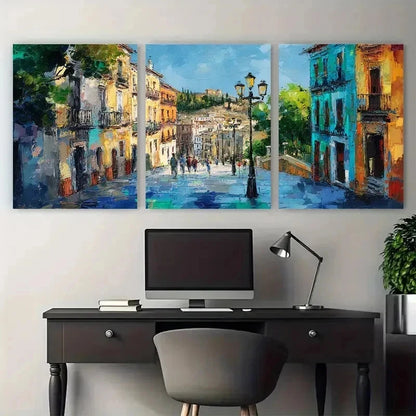 3pcs Nature Vivid Scene Street Perfect Wall Art Set Canvas Framed 50x70cm - High Quality Print 100% Australian Made Wall Canvas Ready to Hang