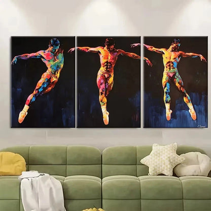 3pcs Male Bodies Ballerina Oil Painting Wall Art Set Canvas Framed 60x90cm - High Quality Print 100% Australian Made Wall Canvas Ready to Hang