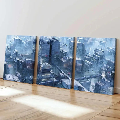 3pcs Future City Japanese Classic Anime Wall Art Set Canvas Framed 40x60cm - High Quality Print 100% Australian Made Wall Canvas Ready to Hang - Bella Home Decor