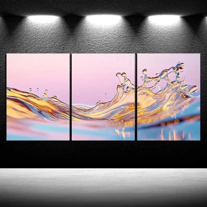 3pcs Beautiful Waves Mural Painting Metal Print Ready to Hang Art - Bella Home Decor