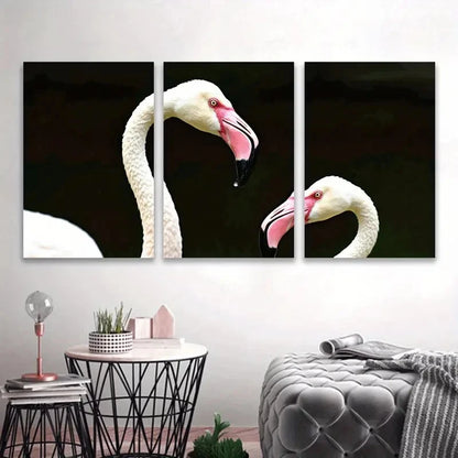 3pcs Cute Flamingos Vertical Decor, Modern Wall Art Set Canvas Framed 50x70cm - High Quality Print 100% Australian Made Wall Canvas Ready to Hang - Bella Home Decor