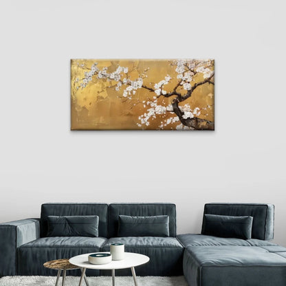White Flowering Tree Abstract Wall Art Canvas Office Home Room Framed 120x60cm