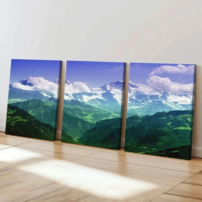 3pcs Mountains Valleys Modern Nature Wall Art Set Canvas Framed 50x70cm - High Quality Print 100% Australian Made Wall Canvas Ready to Hang