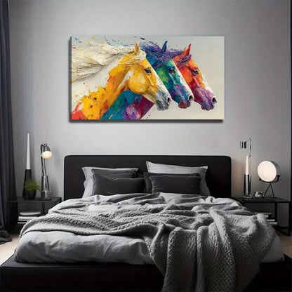 Horse Side Painting Perfect Wall Art Canvas Office Home Room Framed 120x60cm
