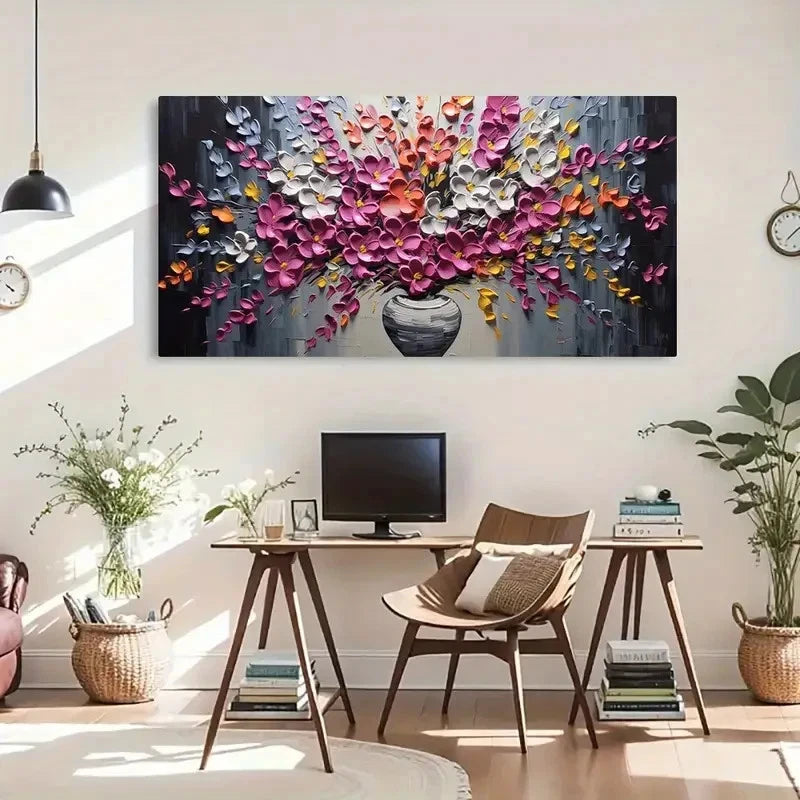 Abstract Flower Vibrant Floral Wall Art Canvas Office Home Room Framed 120x60cm - Bella Home Decor