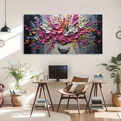 Abstract Flower Vibrant Floral Wall Art Canvas Office Home Room Framed 120x60cm - Bella Home Decor