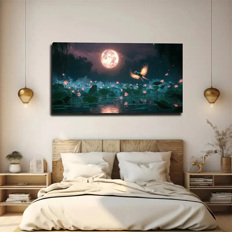 Blooming For Lotus With Dancing Wall Art Canvas Office Home Room Framed 120x60cm - Bella Home Decor