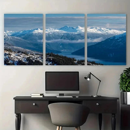 3pcs Mountain Ski Whistler Canada Perfect Wall Art Set Canvas Framed 50x70cm - High Quality Print 100% Australian Made Wall Canvas Ready to Hang