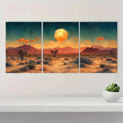 3pcs Joshua Tree Painting National Park   Wall Art Set Canvas Framed 60x90cm - High Quality Print 100% Australian Made Wall Canvas Ready to Hang