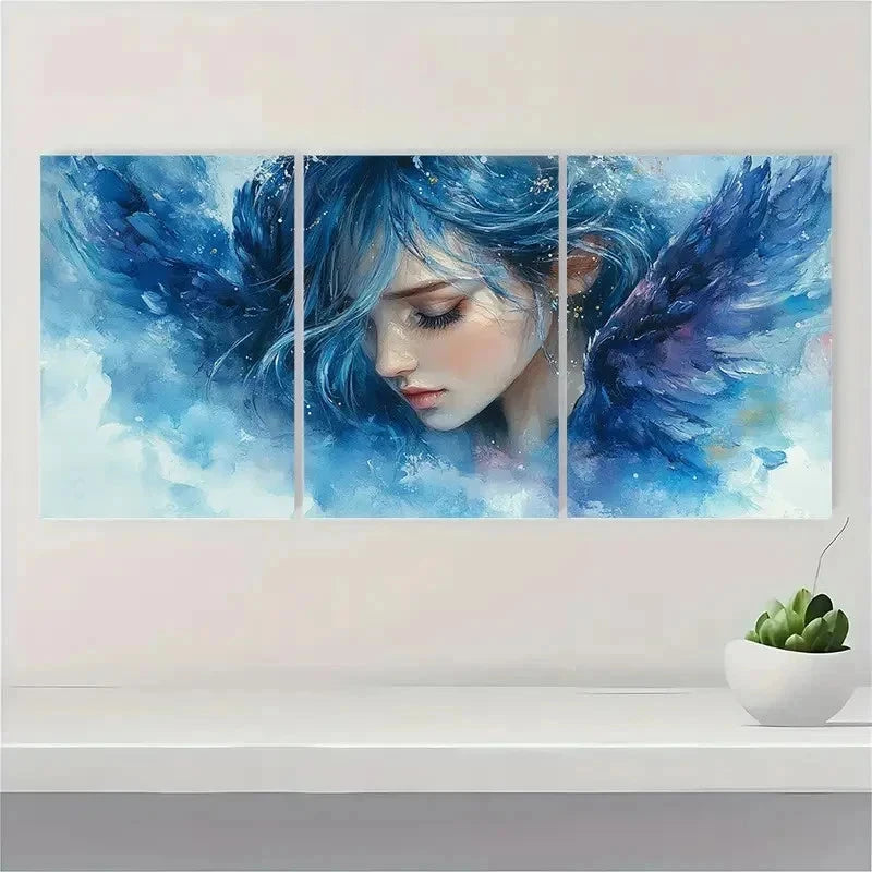 3pcs Girl Watercolor Painting Religious Art RI Wall Art Set Canvas Framed 40x60cm - High Quality Print 100% Australian Made Wall Canvas Ready to Hang - Bella Home Decor