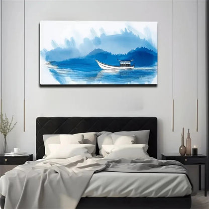 Style One Leaf Flat Boat Wall Art Canvas Office Home Room Framed 120x60cm