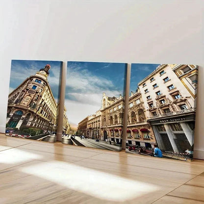 3pcs European City Street View Landscape Wall Art Set Canvas Framed 40x60cm - High Quality Print 100% Australian Made Wall Canvas Ready to Hang - Bella Home Decor